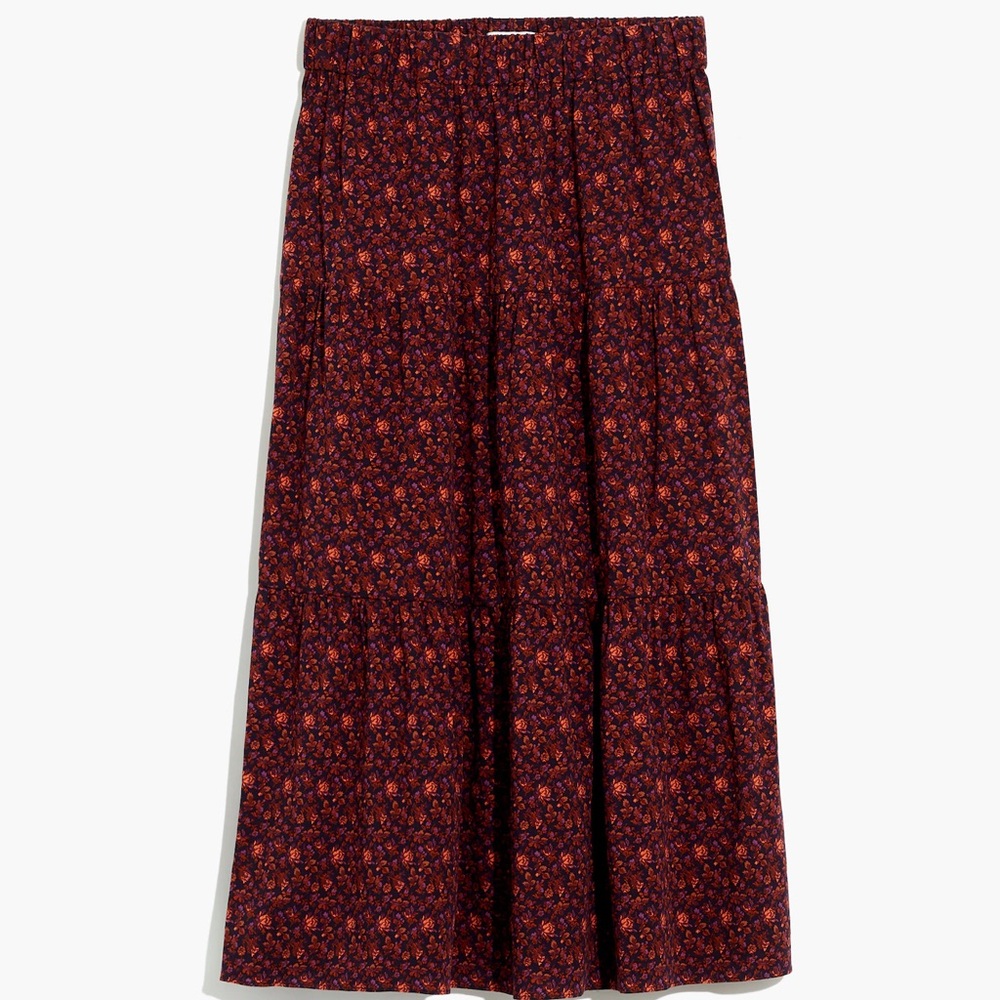 Madewell Pull-On Tiered Maxi Skirt in Orchard Floral